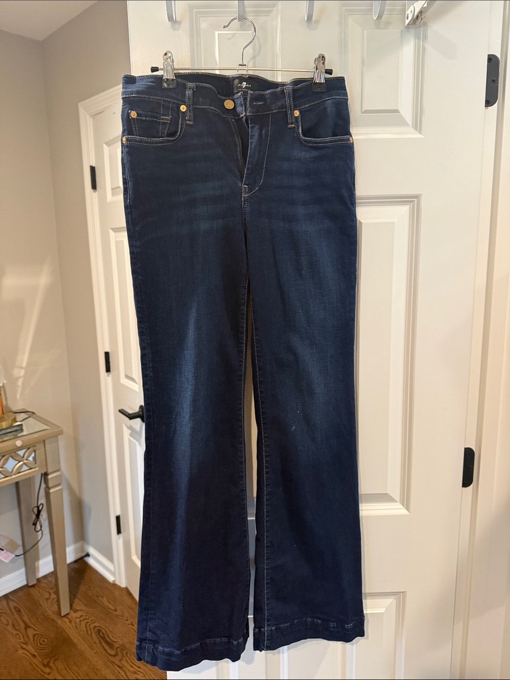 7 For All Mankind Dark Blue Wide-Leg Flare Jeans